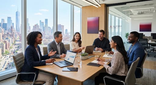 Professionals collaborating around a table